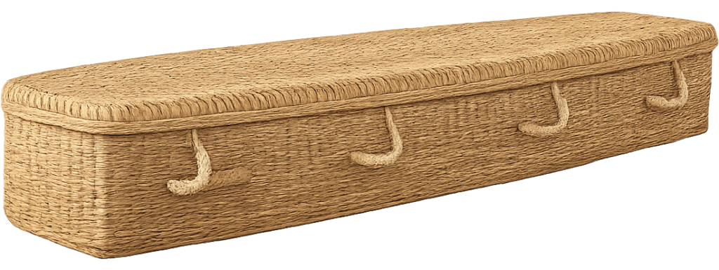 Ataúd ecológico Reposo Natural fabricado en mimbre natural con fibras biodegradables